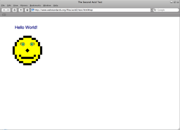 Acid2 tests uz Safari 3 Public Beta